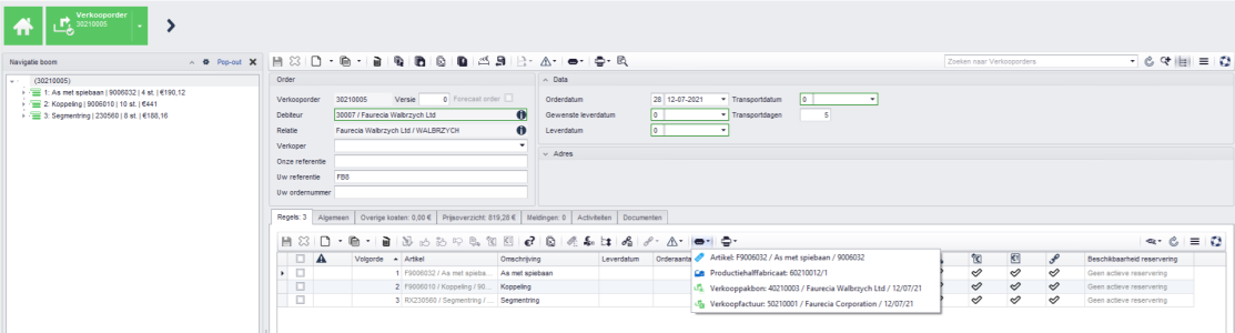 De Ga naar-knop in de verkooporderregel