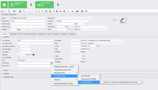 Link memo teksten in een memoveld